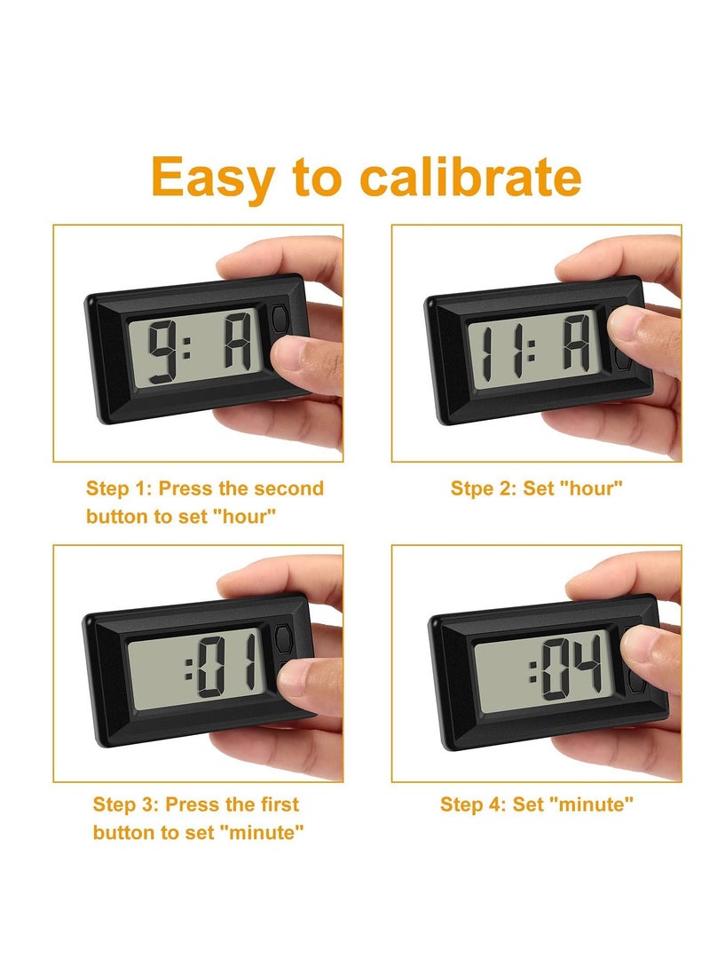 Y&D 4 Pieces Small Digital Clock Mini Car LCD Dashboard Time Vehicle Electronic for Truck Home Desk Office  - Image 3