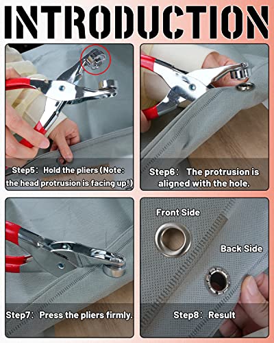 MoHern 150Pcs 1/2 Inch Grommet Tool Kit, Grommet Kit, Eyelet Kit with Leather Hole Punch Pliers, 150 Metal Eyelets and Grommets in Gold and Silver for Leather, Shoes, Fabric, Belt - Image 5