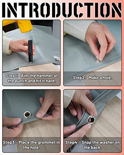 MoHern 150Pcs 1/2 Inch Grommet Tool Kit, Grommet Kit, Eyelet Kit with Leather Hole Punch Pliers, 150 Metal Eyelets and Grommets in Gold and Silver for Leather, Shoes, Fabric, Belt - Image 4