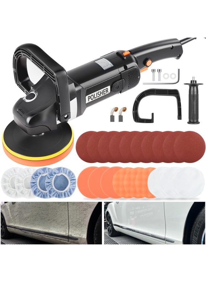 ZLH HITY 1800W Car Polisher, 8 Variable Speeds, 600-3600 RPM, Car Buffer Polisher Machine with 13PCS 6-Inch/150 mm Polish Pads for Car Waxing and Polishing Care - Image 1