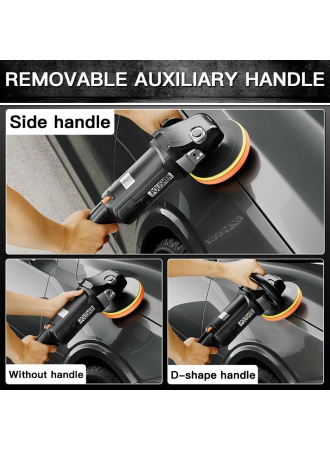ZLH HITY 1800W Car Polisher, 8 Variable Speeds, 600-3600 RPM, Car Buffer Polisher Machine with 13PCS 6-Inch/150 mm Polish Pads for Car Waxing and Polishing Care - Image 4