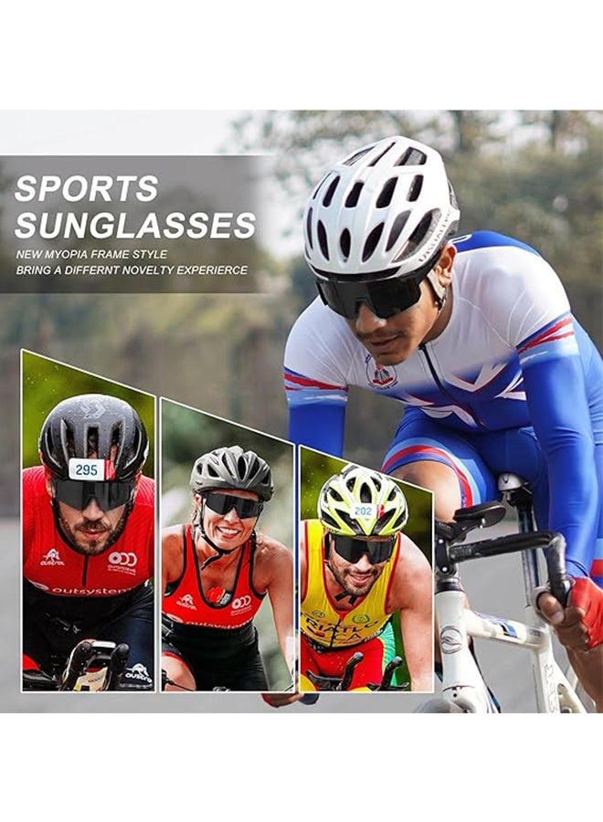 JS Outdoor Sports UV Protection Black Frame Sunglasses, UV400 Polarized Cycling Safety Sports Sunglasses Fishing Sunglasses, Windproof Goggles for Baseball Golf (Black) - Image 5