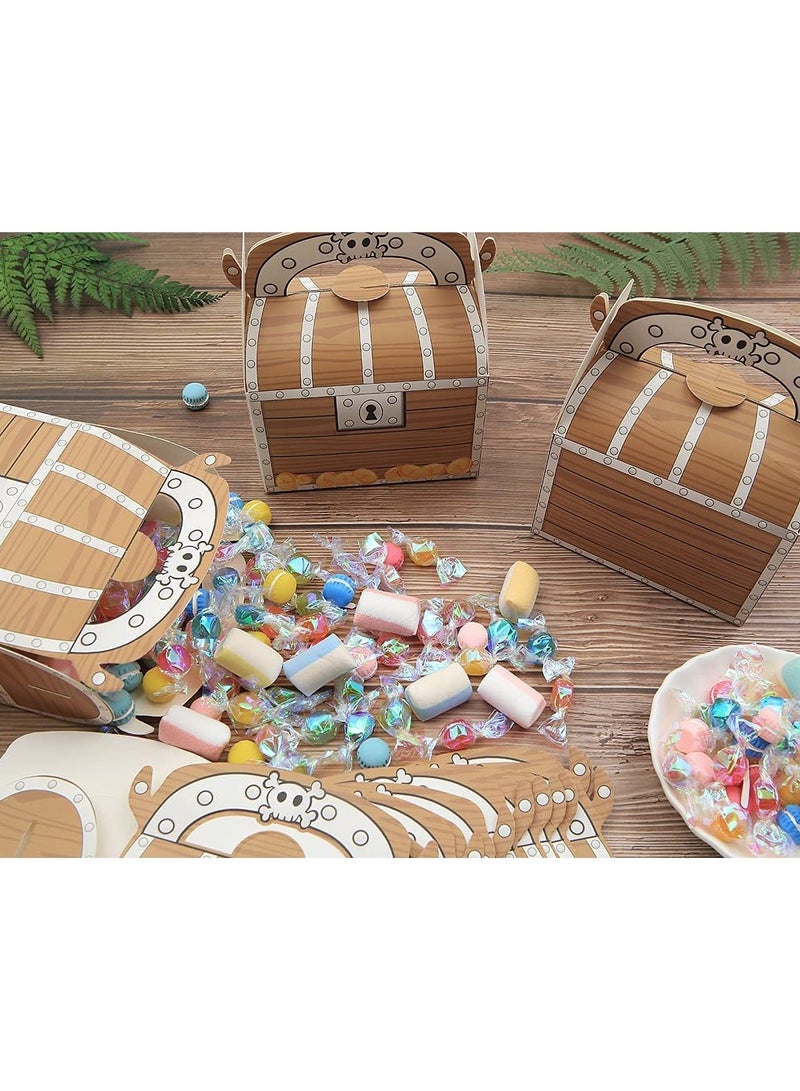 Pirate Treasure Chest Party Favor Boxes, 10 pcs Goodie Bags for Kids, Gift Candy Box with Handle, 11 x 7 x 14cm, Perfect for Birthday Parties and Pirate-Themed Games - Image 4