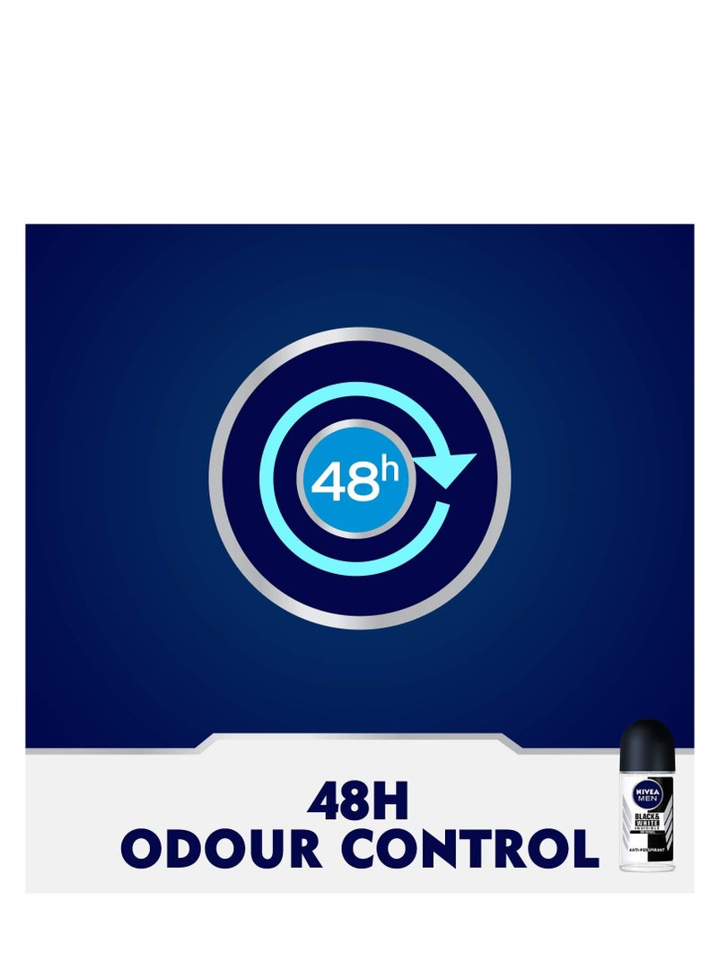 نيفيا 2 عبوة مقاوم التعرق انفيزبل اسود وابيض الاصلي رول للرجال 50 مل - Image 4