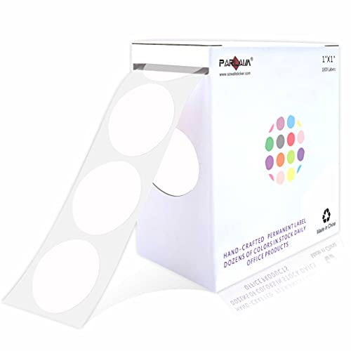 PARLAIM 1" White Round Color Coding Circle Dot Labels on a Roll, 1000 Stickers, 1 inch Diameter - Image 1