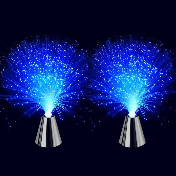 PENH SENSORY FIBER OPTIC LAMP FIBER OPTIC LIGHTS WITH CONE BASE LED COLOR CHANGING CALMING MOOD NIGHT LIGHT 2 PACK