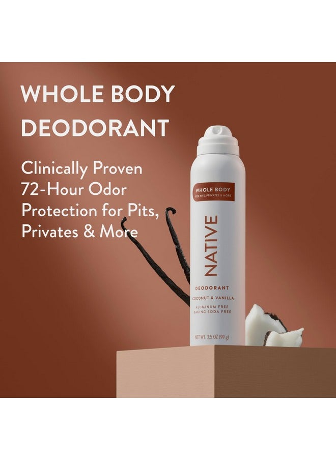 native Native Whole Body Deodorant Spray Contains Naturally Derived Ingredients, Deodorant for Women & Men | 72 Hour Odor Protection, Aluminum Free with Coconut Oil and Shea Butter | Coconut & Vanilla  - Image 2