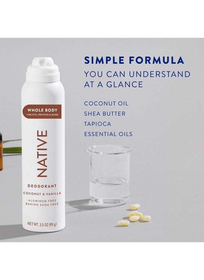 native Native Whole Body Deodorant Spray Contains Naturally Derived Ingredients, Deodorant for Women & Men | 72 Hour Odor Protection, Aluminum Free with Coconut Oil and Shea Butter | Coconut & Vanilla  - Image 3