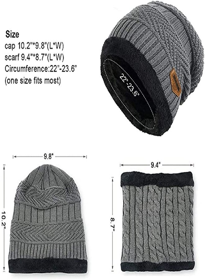 Atipriya Woolen Beanie/Skull Cap & Neck Warmer (Muffler) Combo for Winters with Faux Fur Inner Side | Warm Hat | Pack of 2 Set (Brown & grey cap with neck mufflers) - Image 5