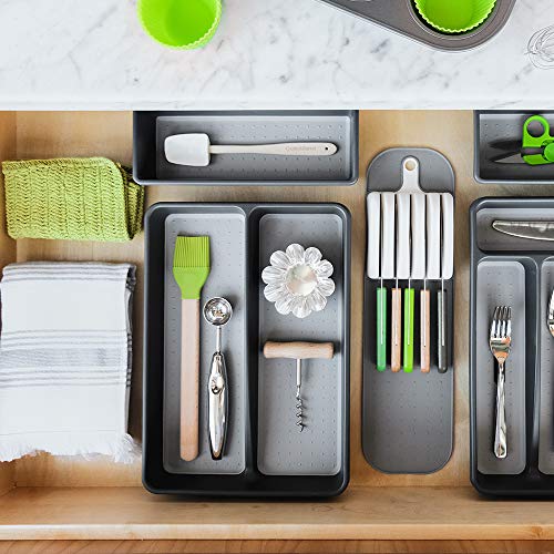 madesmart Premium Knife Mat SoftGrip Slot Organizer for 5 Knives NonSlip Drawer Insert Protects Blades and Drawers SpaceSaving Kitchen Knife Storage Premium - Image 3