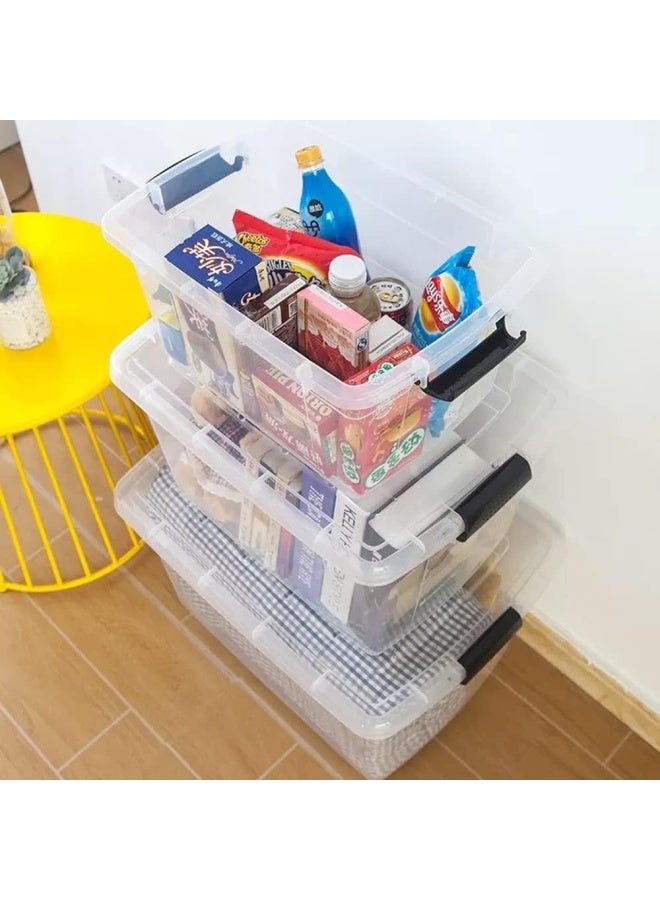 Premify Storage Box 25 L With Lockable Lid & Wheels Clear Plastic Organizer – 2 Pieces Transparent Boxes Storing Clothes, Toys, Tools, Medicine, Office Supplies, Documents, Arts & Crafts, Kitchen Etc. - Image 5