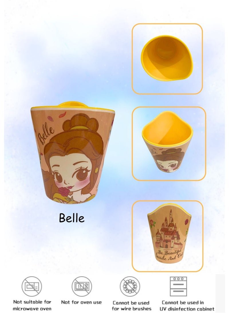 Disney Melamine Dinner Set – Lightweight, Durable Bowl, Cup & Stainless Steel Spoon Theme Princess Belle Character - Image 3