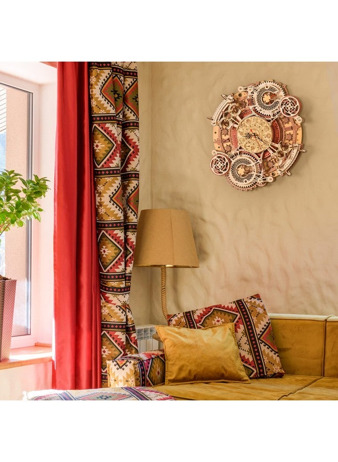 ROBOTIME 3D Wooden Puzzles for Adults, Models for Adults to Build Wooden Steampunk Clock Kit, DIY Mechanical Wall Quartz Aesthetic Room Decor Unique Gift - Image 2