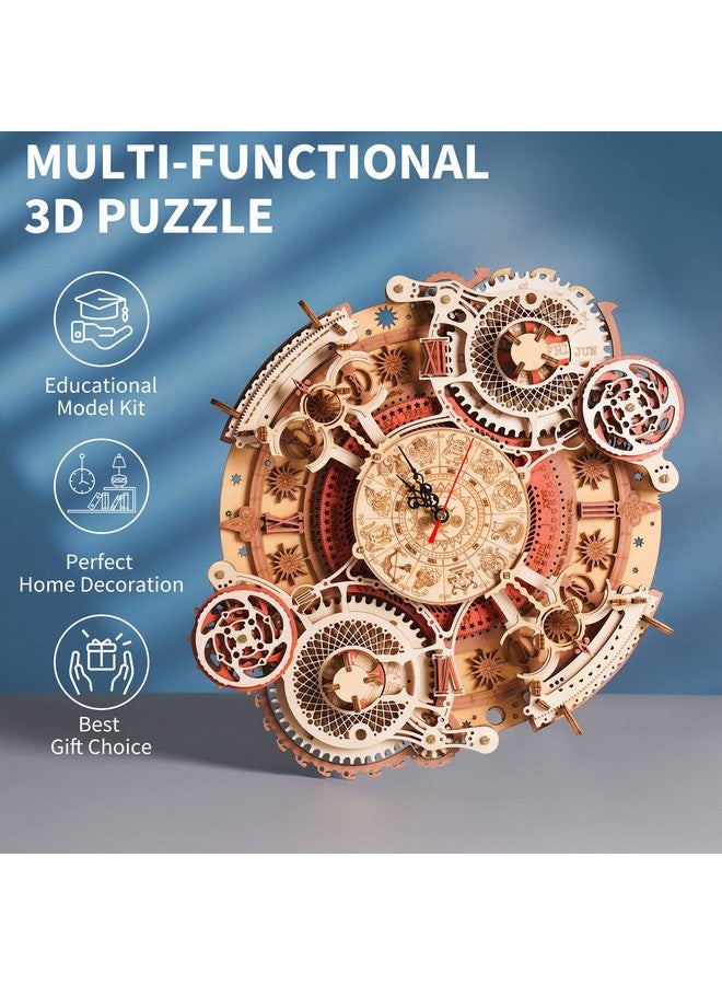 ROBOTIME 3D Wooden Puzzles for Adults, Models for Adults to Build Wooden Steampunk Clock Kit, DIY Mechanical Wall Quartz Aesthetic Room Decor Unique Gift - Image 5