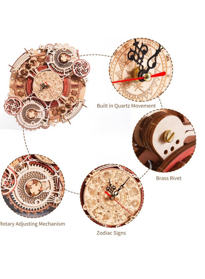 ROBOTIME 3D Wooden Puzzles for Adults, Models for Adults to Build Wooden Steampunk Clock Kit, DIY Mechanical Wall Quartz Aesthetic Room Decor Unique Gift - Image 4