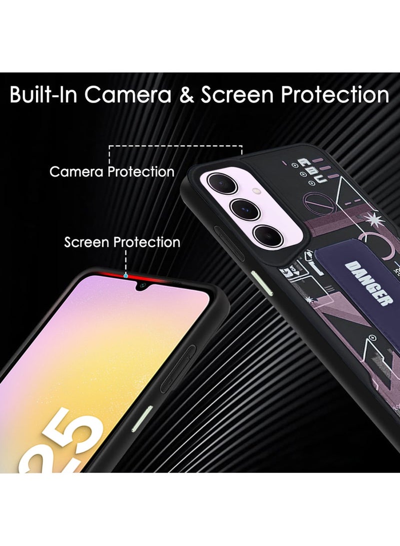 Techie غطاء خلفي سيليكوني للأزياء مع مقبض يد مغناطيسي وحامل لهاتف سامسونج جالاكسي A25 - أسود/بنفسجي - Image 5