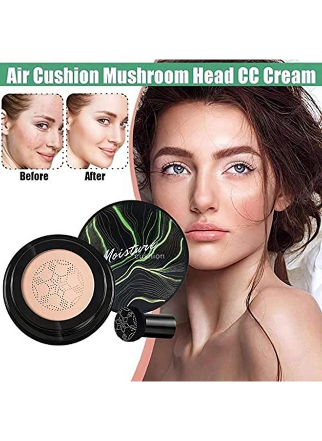 YG LianKai - YG LianKai Mushroom Head Air Cushion CC Cream Foundation, Moisturizing Concealer BB Cream Nude Long Lasting Matte CC Cream Face Makeup Base (Natural Color) - Image 1