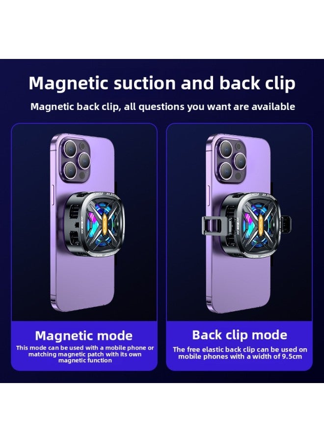 2024 FS05 Mobile Phone Radiator Two-in-one Magnetic Back Clip Semiconductor Radiator Digital Display Gear Cooling-Color:[FS05 Black] Standard  - Image 4
