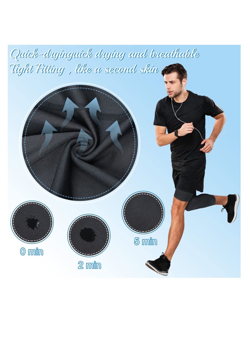 KASTWAVE 2 Pack Men's Compression Pants 3/4 One-Leg Tight Sports Base Leggings Basketball Running Size L - Image 3