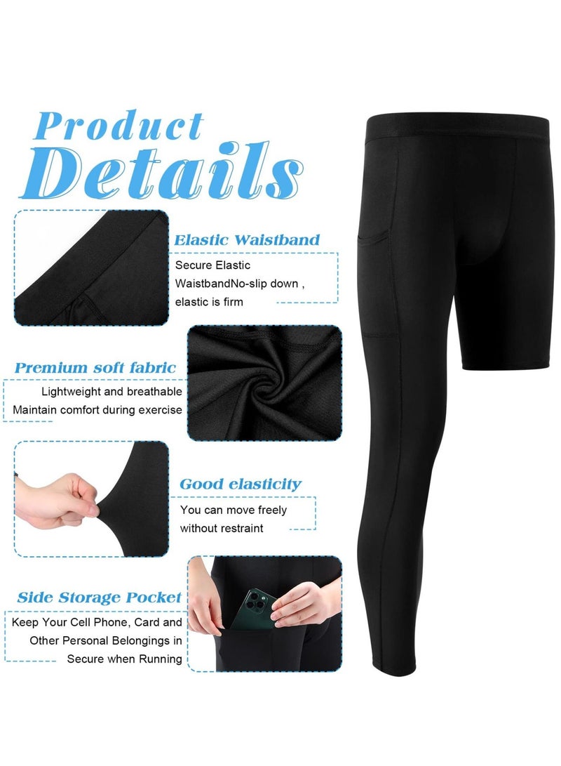 KASTWAVE 2 Pack Men's Compression Pants 3/4 One-Leg Tight Sports Base Leggings Basketball Running Size L - Image 4
