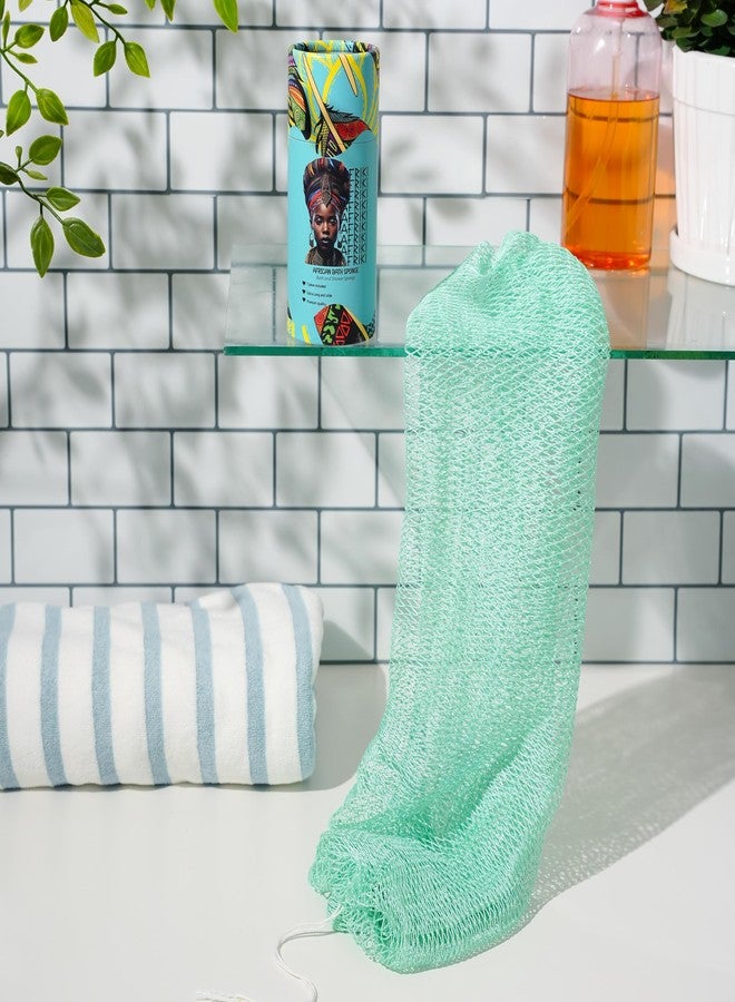 AFRIKI African Net Sponge - Exfoliating Body Scrubber, Black Owned & Rooted in Africa, All Skin Types | 45 in Long (Seafoam) - Image 4