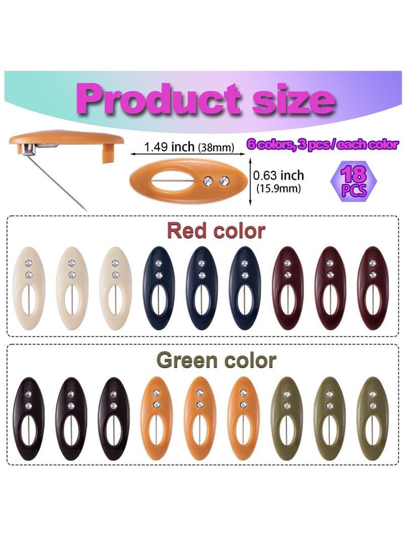 SOLARAE 36Pcs Hijab Pins, Assorted Scarf Safety Pins, Brooch Pins Scarf Pins Clips Safety Locking Baby Cloth Nappy Pin for Women Muslim Scarf Clothing(Hollow Mixed Color with Rhinestone) - Image 2