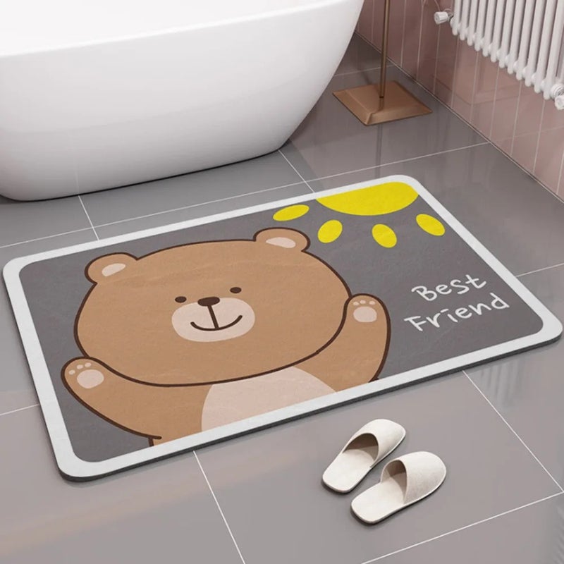 Y&D Antislip Quick Dry Diatomite Bath Mat, Cartoon Foldable Absorbent Floor Mat for Bathroom, Kids & Adults - Image 2