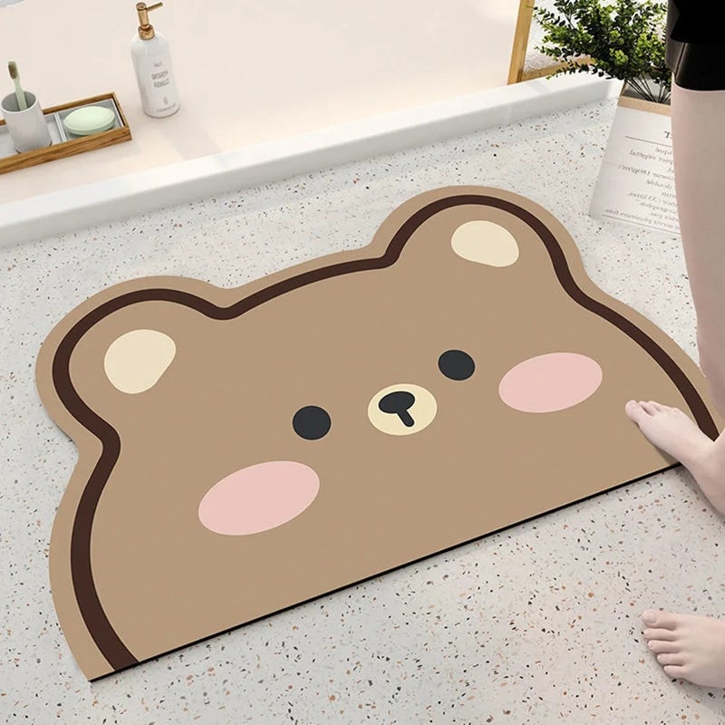 Y&D Antislip Quick Dry Diatomite Bath Mat, Cartoon Foldable Absorbent Floor Mat for Bathroom, Kids & Adults - Image 1