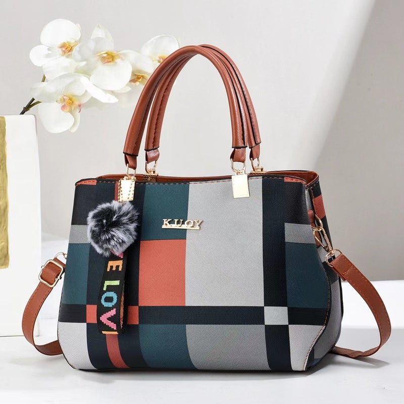 Taizhou Women'S Bag Korean Style Plaid Bag Manufacturer Color Matching Women'S Shoulder Bag Handbag Crossbody Bag Bag - Image 1