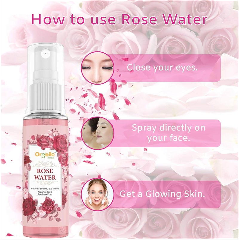 Orgello رذاذ ماء الورد العشبي أورجيلو 100 مل وعلبة جل الألوة فيرا 100 جرام عبوة من 2 للرجال والنساء والفتيات والفتيان للبشرة العادية والدهنية والجافة خالية من SLS والبارابين والزيوت المعدنية - Image 5