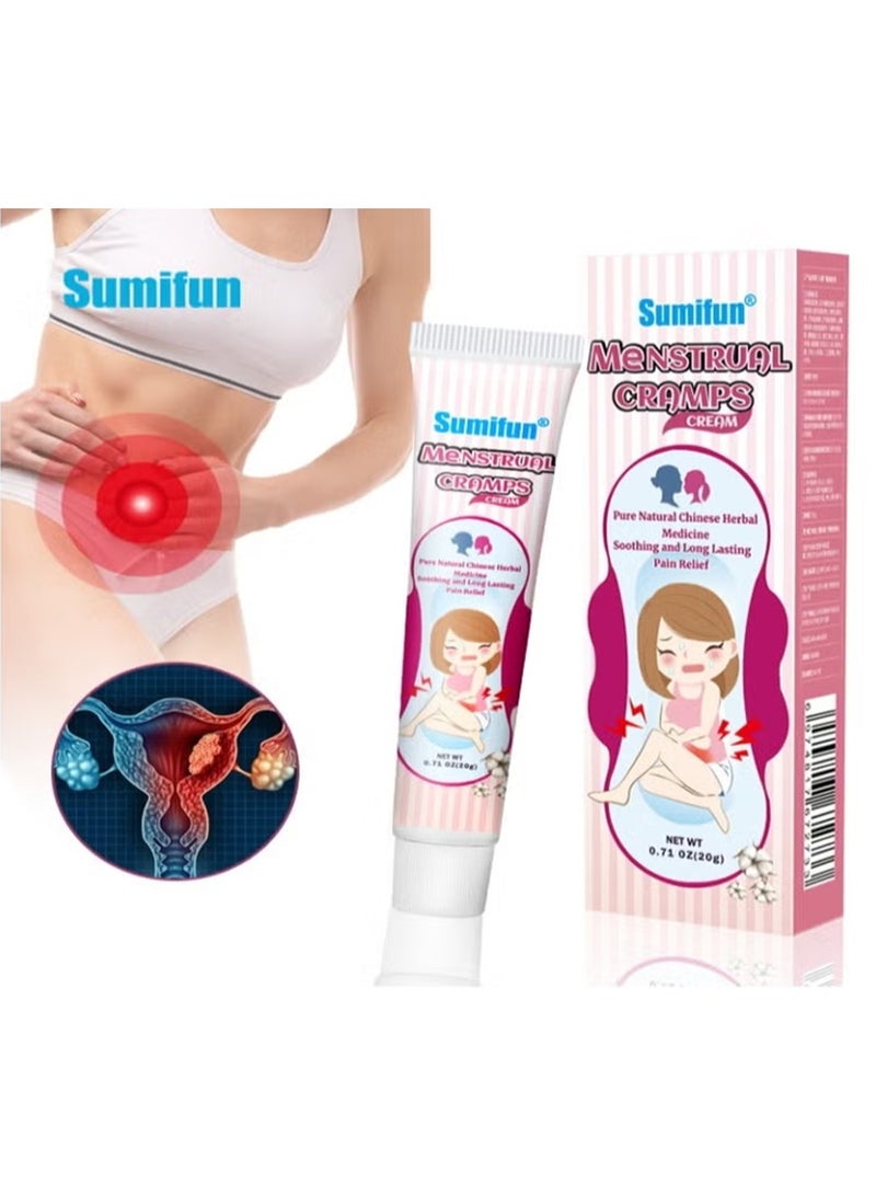 Sumifun كريم تخفيف آلام الدورة الشهرية للنساء والرجال - 20 جرام - علاج آلام البطن الناتجة عن عسر الطمث والحيض بالأعشاب - عبوة واحدة - Image 1