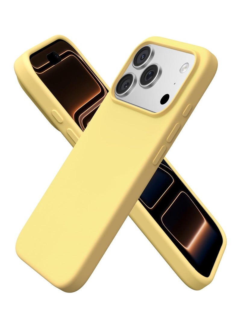 ACLIX Silicone Case Compatible with iPhone 17 Pro, Slim Liquid Silicone Phone Case with 3-Layer Soft Rubber Shockproof Bumper with TPU Lining (Yellow) - Image 1