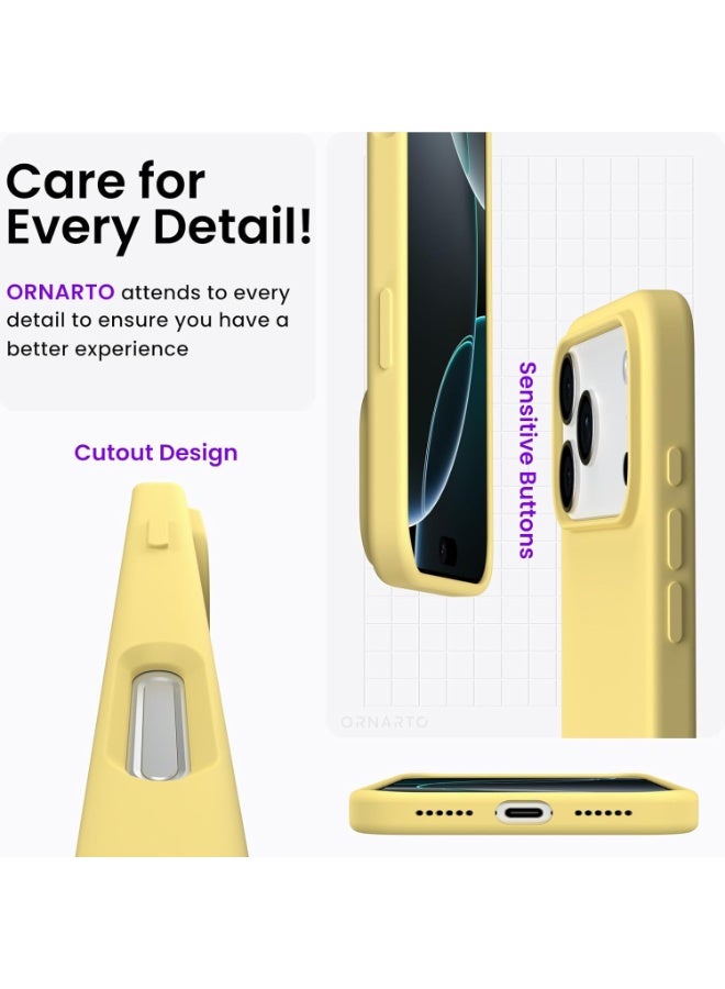 ACLIX Silicone Case Compatible with iPhone 17 Pro, Slim Liquid Silicone Phone Case with 3-Layer Soft Rubber Shockproof Bumper with TPU Lining (Yellow) - Image 3