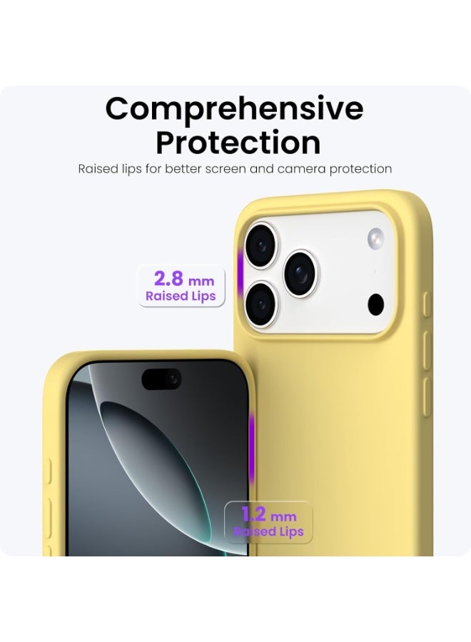 ACLIX Silicone Case Compatible with iPhone 17 Pro, Slim Liquid Silicone Phone Case with 3-Layer Soft Rubber Shockproof Bumper with TPU Lining (Yellow) - Image 4