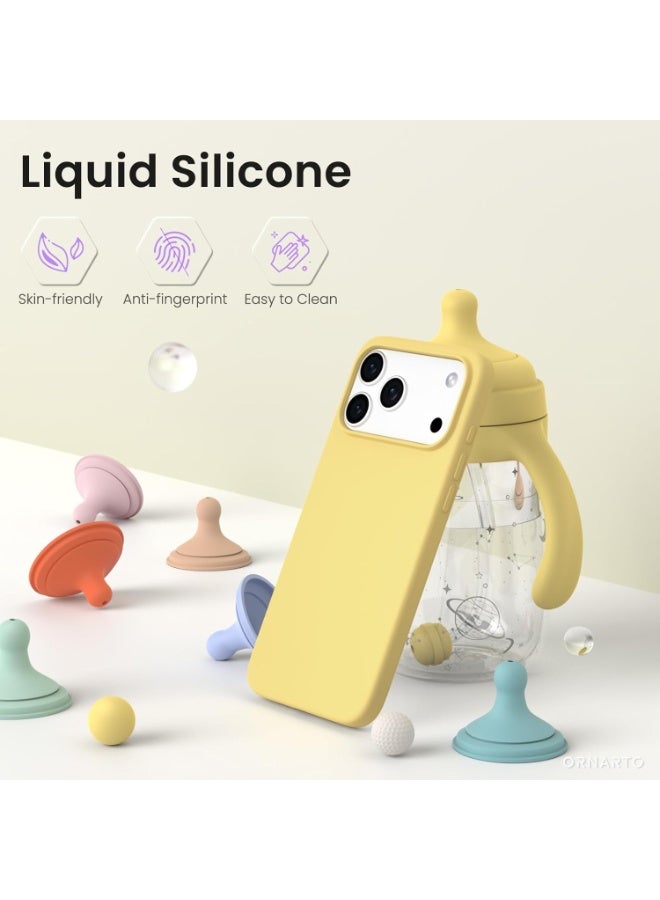 ACLIX Silicone Case Compatible with iPhone 17 Pro, Slim Liquid Silicone Phone Case with 3-Layer Soft Rubber Shockproof Bumper with TPU Lining (Yellow) - Image 2