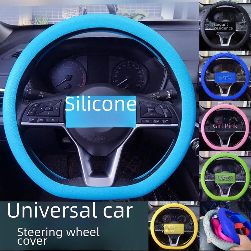 Circular Sweat-Absorbent Non-Slip Steering Wheel Cover Black - Image 3
