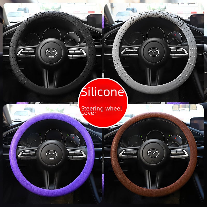 Circular Sweat-Absorbent Non-Slip Steering Wheel Cover Black - Image 4