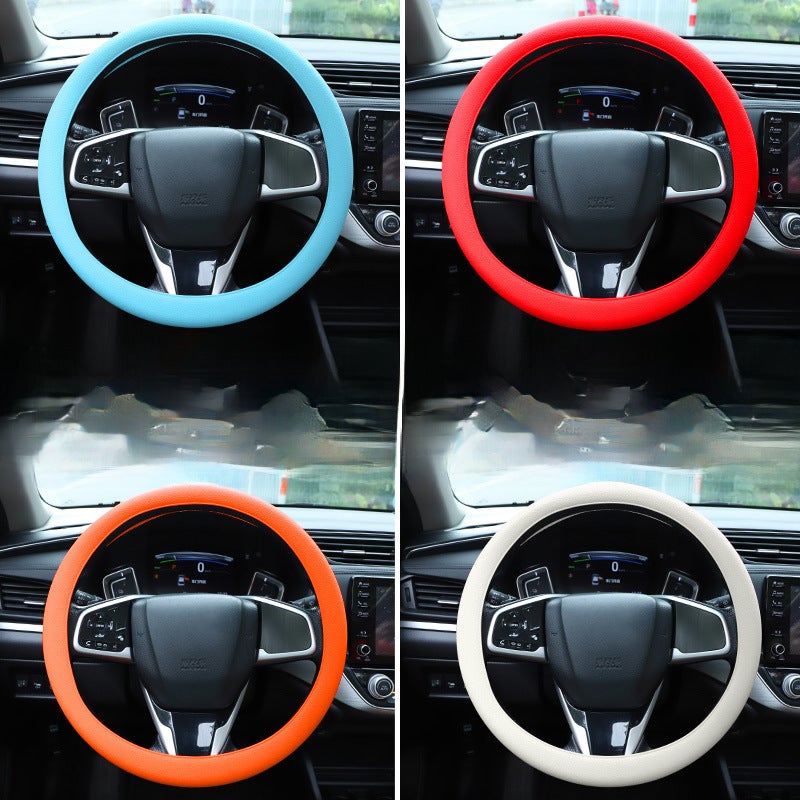 Circular Sweat-Absorbent Non-Slip Steering Wheel Cover Black - Image 2
