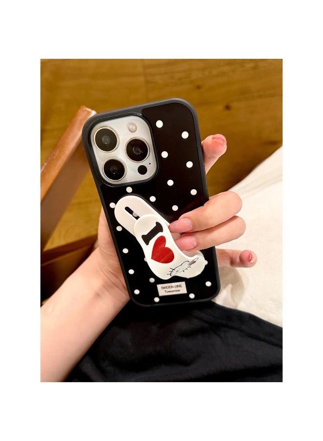 NIBEMINENT Minimal Polka Dot Protective TPU Case Cover For IPhone 15 Pro Max, Black Background - Image 1