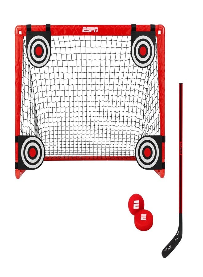 ESPN Street Hockey Training Set for Kids, Includes Net with Four Targets, Hockey Stick, Ball, and Puck for Outdoor Games - Image 1