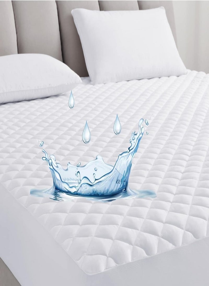 QUILTED 100% WATERPROOF MATRESS PROTECTOR EXTRA DEEP FITTED BED COVER 180X200+30cm - Image 1