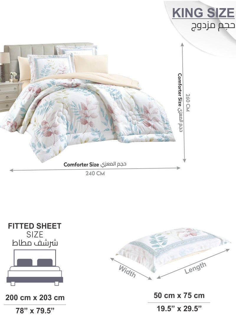Comforter Set 6-Pcs King Size Printed Reversible Double Bed FIt 200 x 200 CM All Season Comforter With (350 GSM) Down Alternative Filling, Moon Mist - pzsku/Z50486A7B2F957BCA2EC8Z/45/_/1735031402/ea2ec8f8-5919-4379-adb8-f9d4f6307bcb