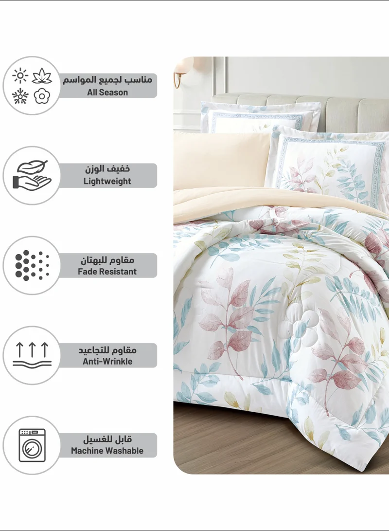 دوناتيلا طقم لحاف 6 قطع مقاس كينج مطبوع سرير مزدوج قابل للعكس مقاس 200 * 200 سم مع حشوة بديلة (350 جرام لكل متر مربع) ، ضباب القمر