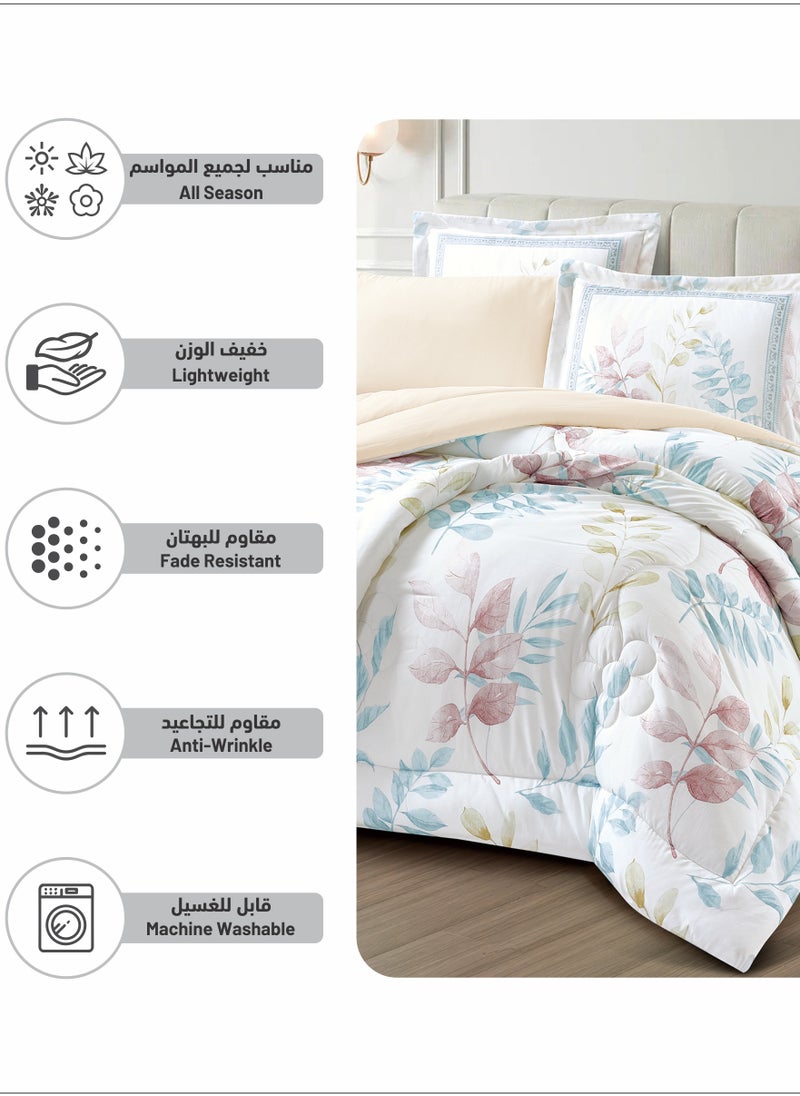 دوناتيلا - طقم لحاف 6 قطع مقاس كينج مطبوع سرير مزدوج قابل للعكس مقاس 200 * 200 سم مع حشوة بديلة (350 جرام لكل متر مربع) ، ضباب القمر - Image 1