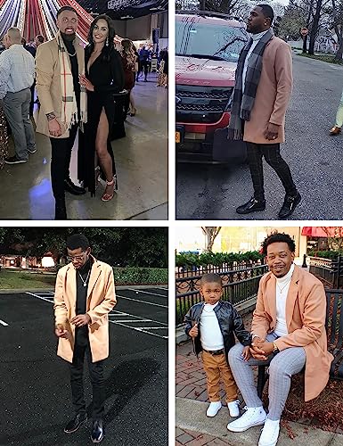 Springrain Men's Wool Blend Pea Coat Notched Collar Single Breasted Overcoat Warm Winter Trench Coat(Khaki-XXL) - Image 4