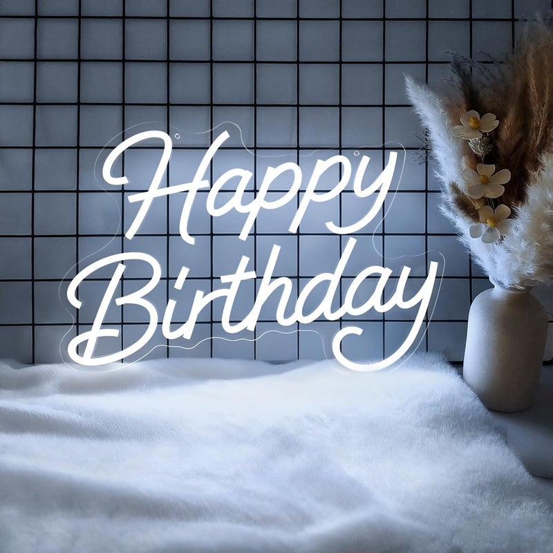 SLASA Happy Birthday LED Neon Sign 42x24 cm, Dimmable Wall Light for Party Decor - Image 1