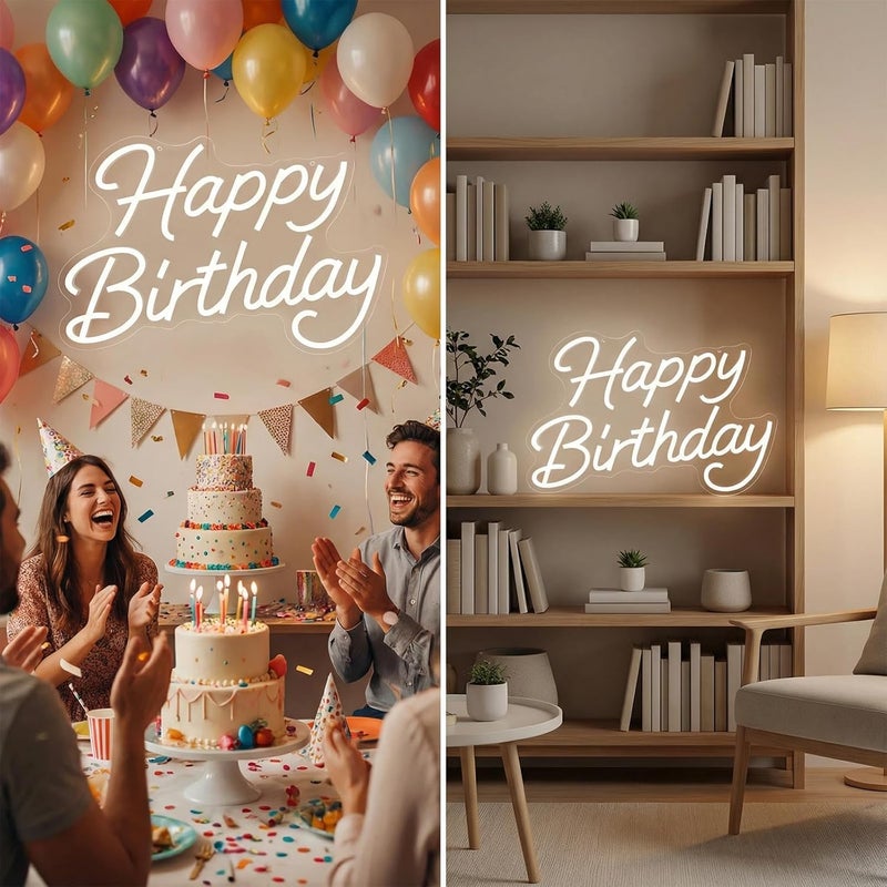 SLASA Happy Birthday LED Neon Sign 42x24 cm, Dimmable Wall Light for Party Decor - Image 4