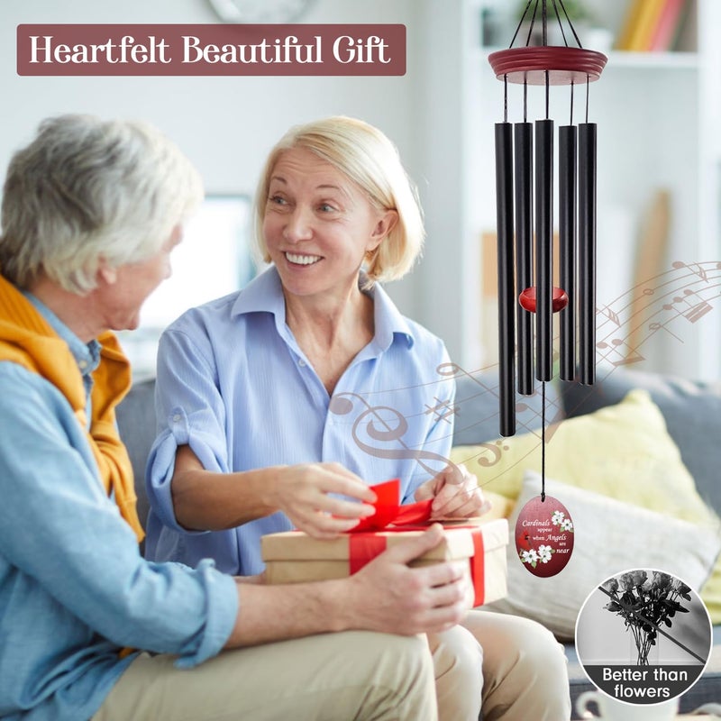 Howarmer Windchime Cardinal Memorial Wind Chimes â€“Tuned Sympathy Wind Chime with â€œCardinals Appear When Angels are Nearâ€ Saying, Red Bird Wind Sail, Outdoor Garden Gift for Loss of Loved One, Mom, Grandma - Image 3