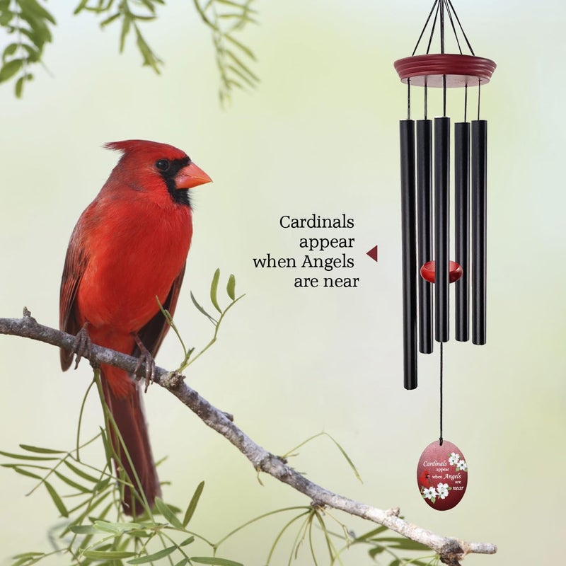 Howarmer Windchime Cardinal Memorial Wind Chimes â€“Tuned Sympathy Wind Chime with â€œCardinals Appear When Angels are Nearâ€ Saying, Red Bird Wind Sail, Outdoor Garden Gift for Loss of Loved One, Mom, Grandma - Image 4