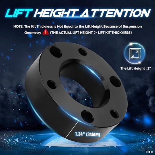 ILONPA 2 قطعة رفع مستوى أمامي 2" لسيارة شيفروليه أفالانش 2007-2013، شيفروليه سيلفرادو 2007-2022، جي إم سي سييرا 1500، مجموعة رفع مسافة 2 بوصة لسيارة شيفروليه سوبربان 2007-2014، جي إم سي يوكون XL 1500 - Image 3